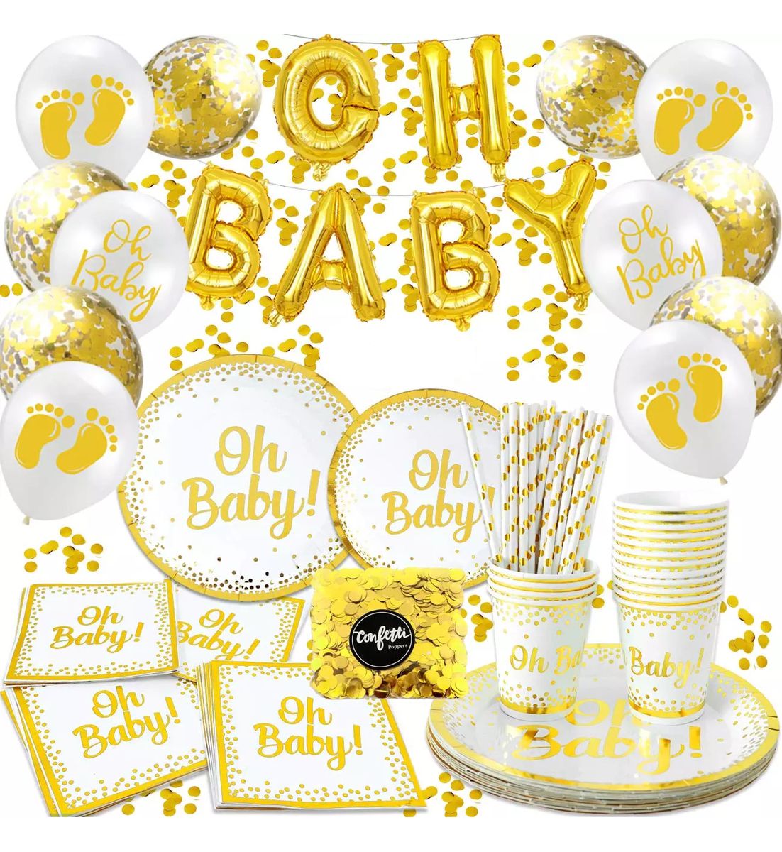 Ballons confettis Or Oh Baby