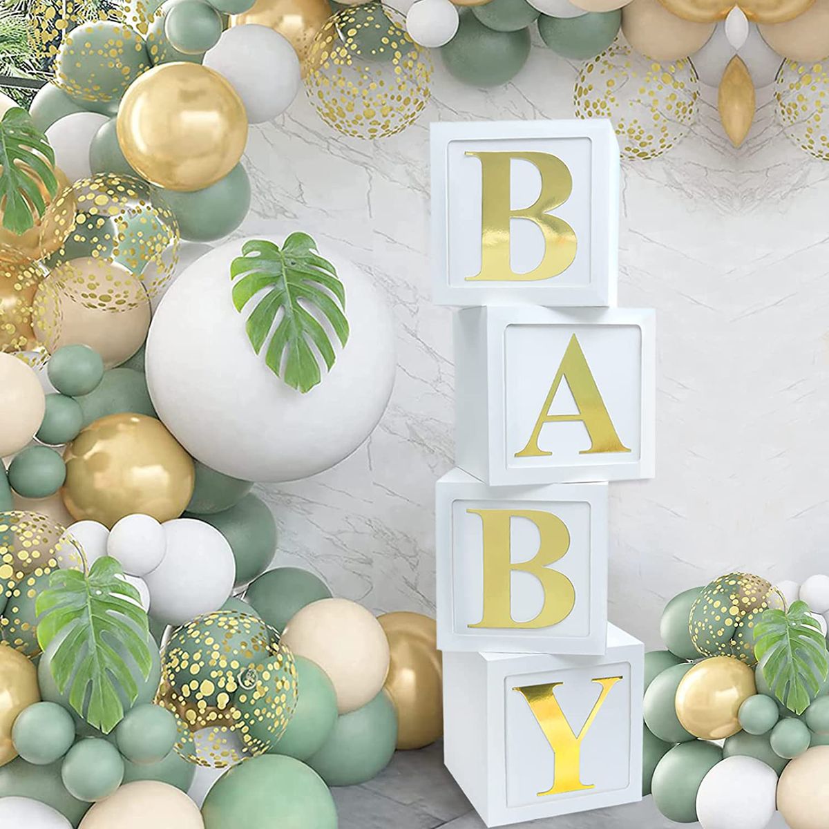 White and best sale gold baby shower