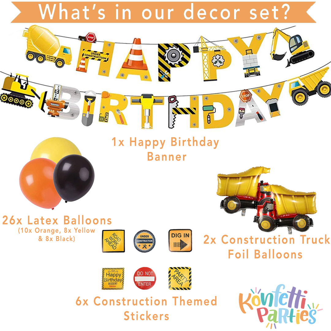 Party Balloon Banner Kit - Construction Car Birthday Party