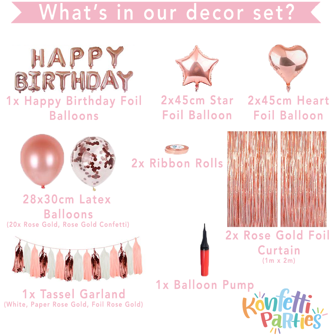 Party Balloon Banner Kit - Birthday Party Curtain - Rose Gold