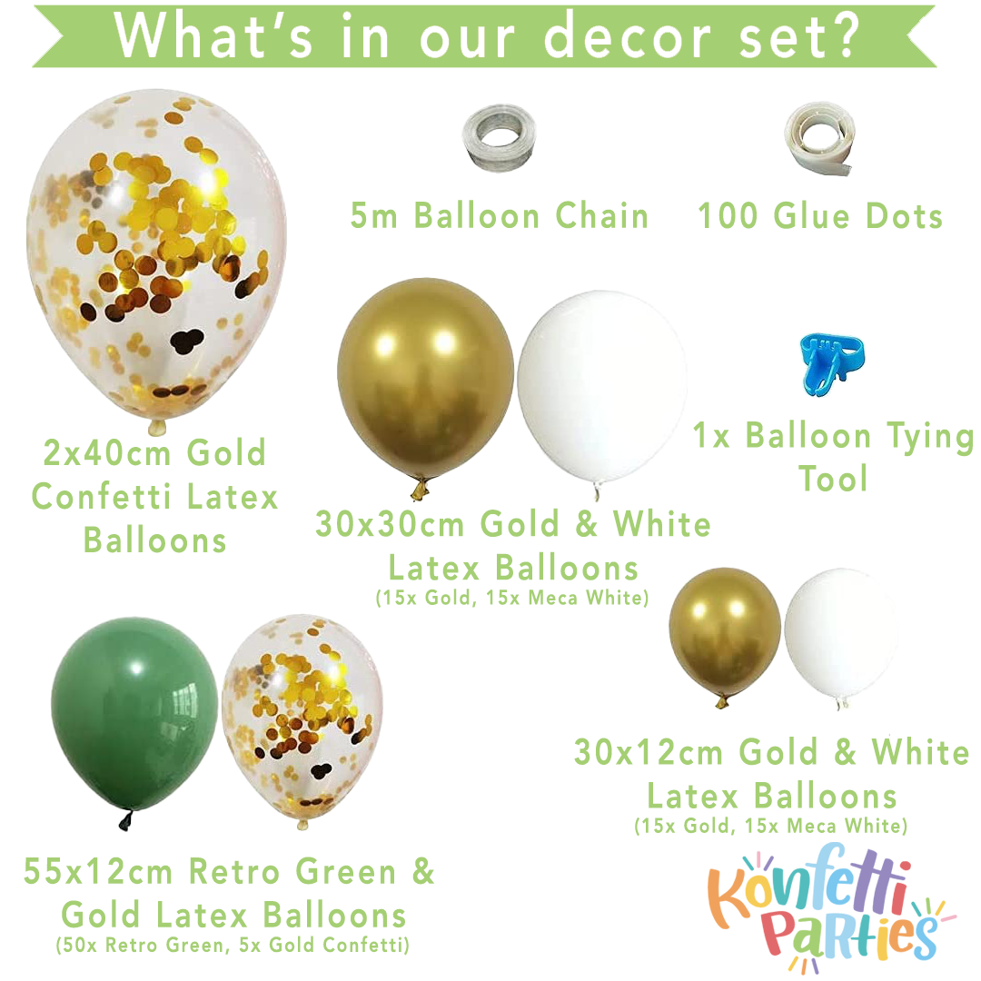 Balloon Arch Kit - Sage Green & Gold Confetti