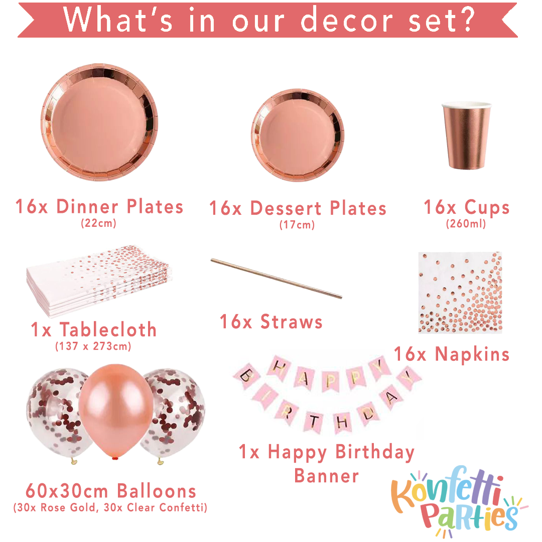 Table Decor - Birthday Party - Rose Gold